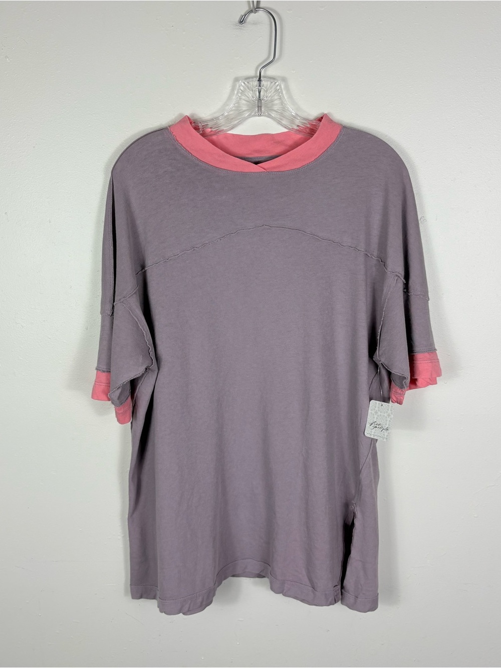 Free People We The Free Top XS Lavender Oversized Boxy Short Exposed Seams